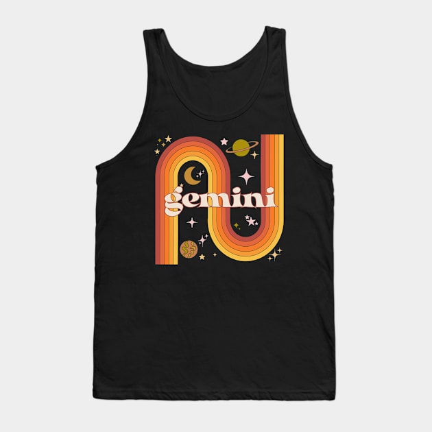 Gemini  Zodiac Sign - 70s gemini Horoscope Sign Tank Top by Deardarling